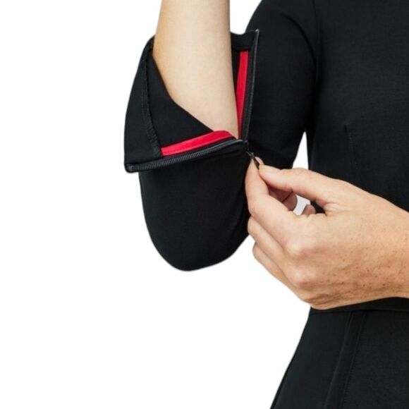 Spanx Perfect Fit Black 3/4 Sleeve A-Line Stretch Ponte Smoothing Dress Size L - Picture 12 of 15